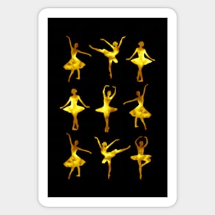 Watercolor Ballerinas (Black and Yellow) Sticker